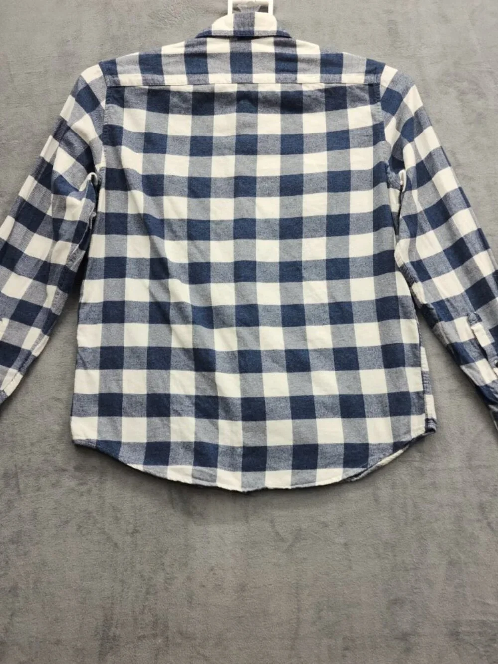 Goodfellow & Co Flannel Shirt Men L Blue White Buffalo Plaid 100% Cotton Standar - Picture 10 of 13